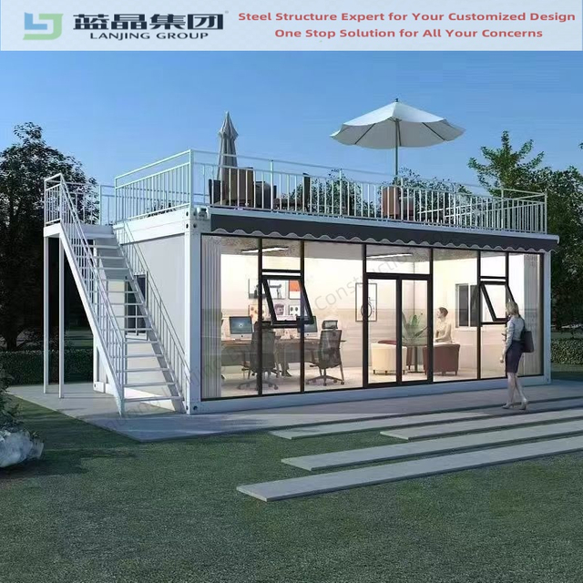 Fat Pack Container House with Glass Facade And Balcony