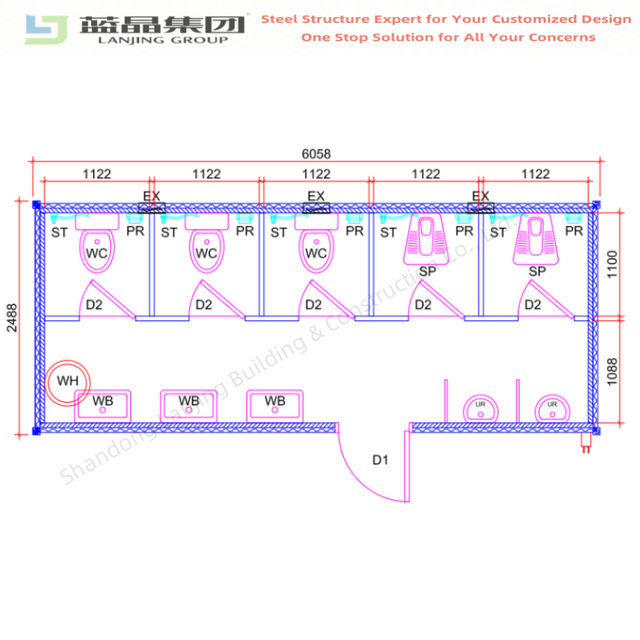 Customized Modular Prefabricated Public Toilet Bathroom Flat Pack Container House